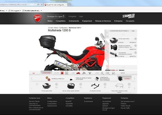 Ducati lance un configurateur en ligne pour accessoiriser sa moto