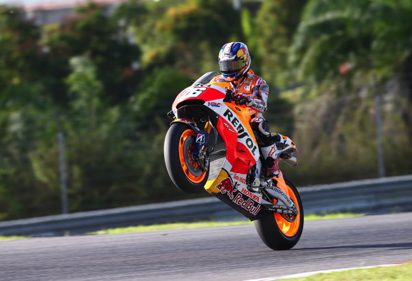 Dani Pedrosa lors des tests MotoGP sur le circuit de Sepang, Malaisie. 
